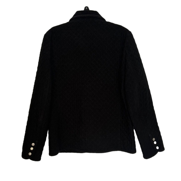 Talbots Black Quilted Jacket with Corduroy Collar - Picture 2 of 4